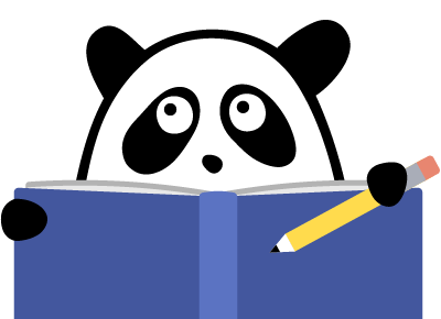 panda holding a book